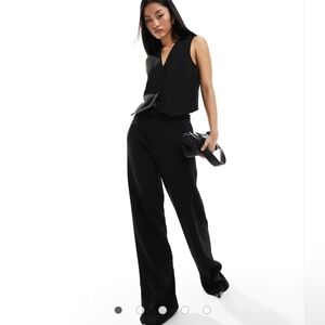 Mango Black Wide Leg Tailored Trousers